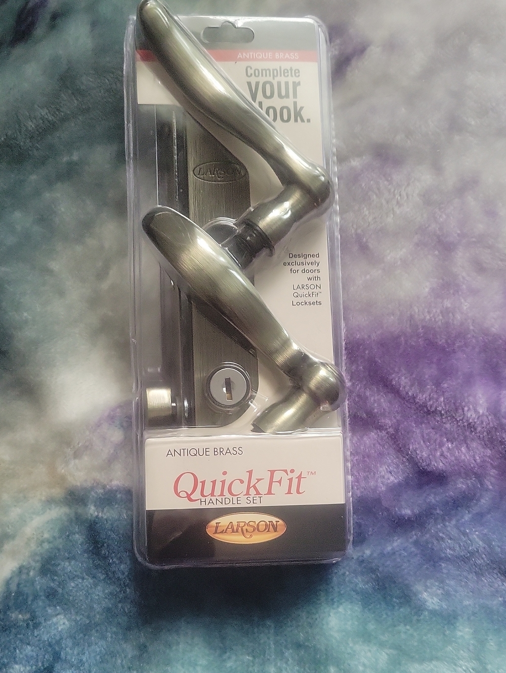 QuickFit Door Handle Set in Antique Brass